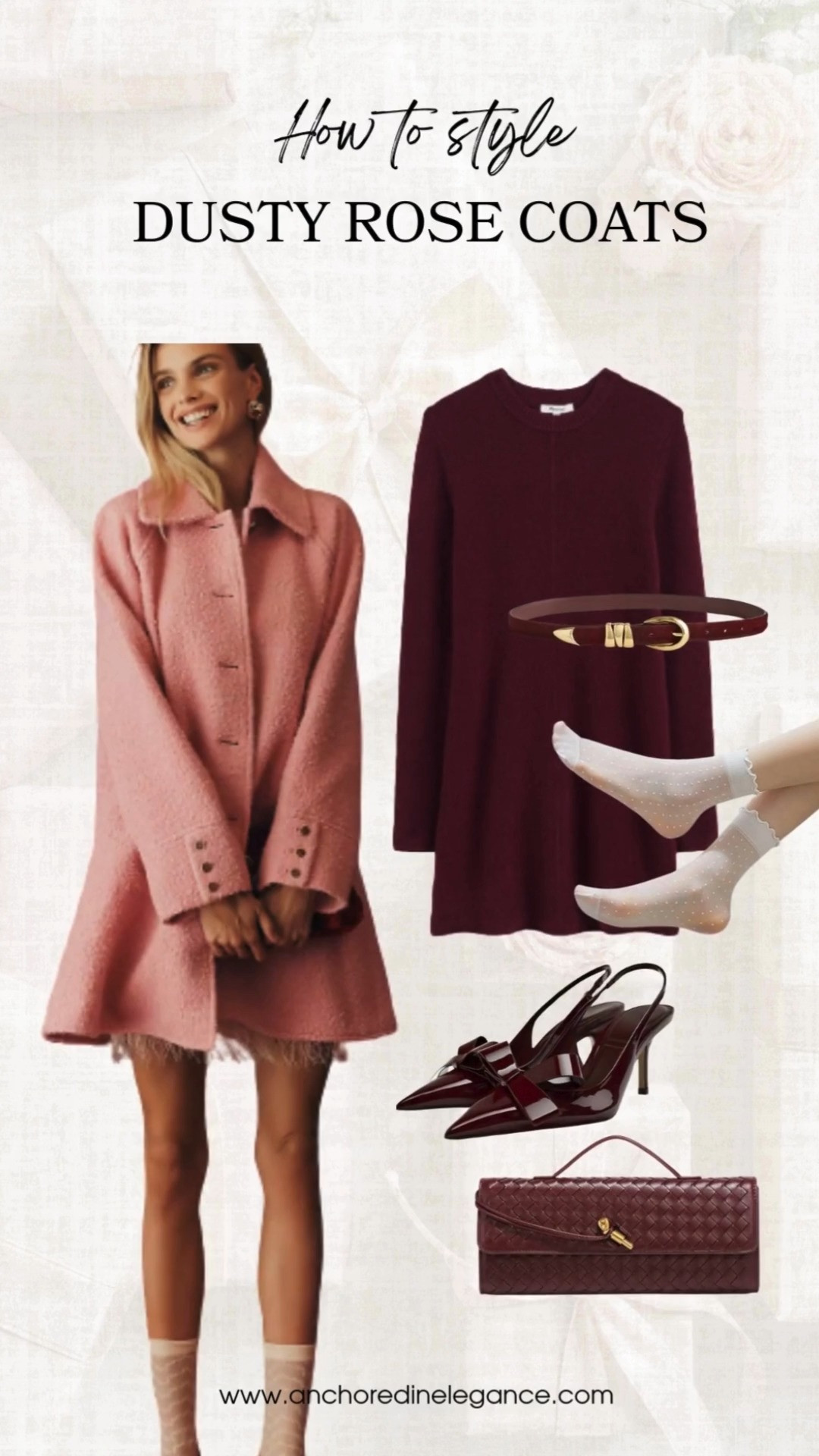 Dusty rose with a side of burgundy wine! This feminine color combo is an unexpectedly festive choice for the holiday season. Best of all, the individual pieces are very easy to restyle solo. sweater dress | holiday party look | colorful coat | winter coat | festive style | winterootd

#LTKHoliday #LTKSeasonal 

 