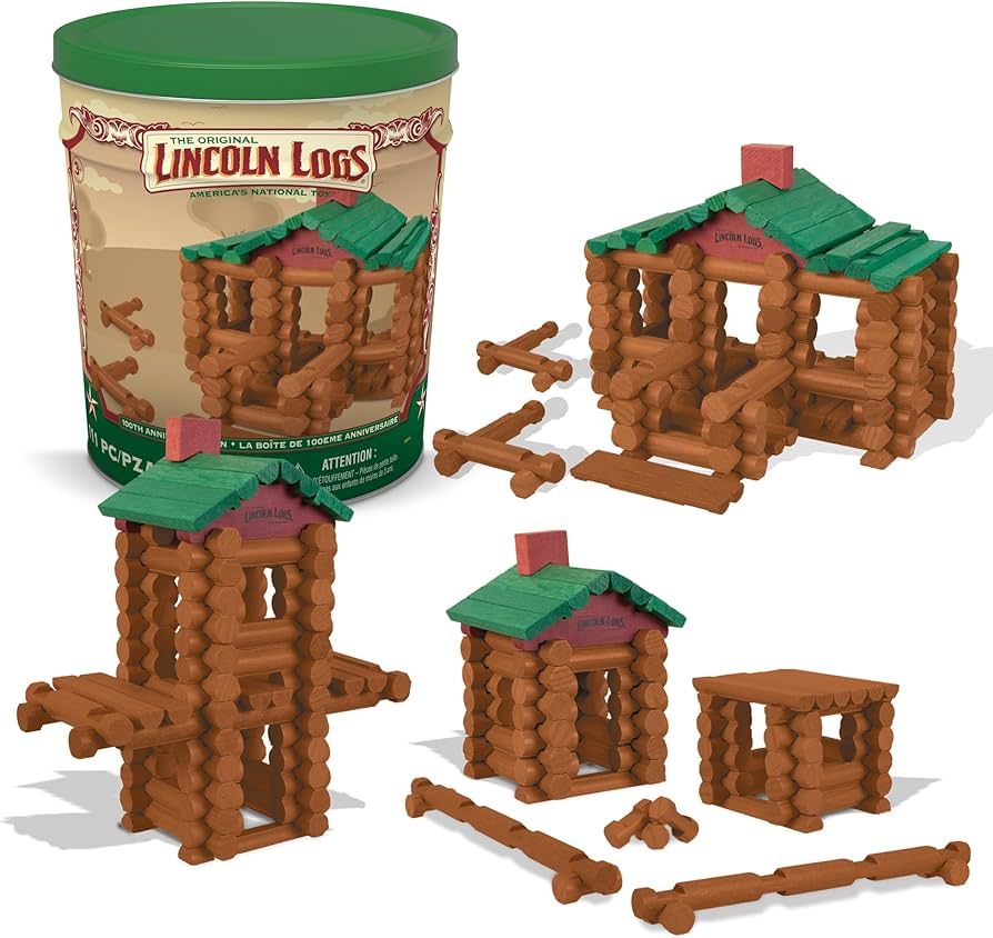 Lincoln Logs – 100th Anniversary Tin, 111 Pieces, Real Wood Logs - Ages 3+ - Best Retro Buildin... | Amazon (US)
