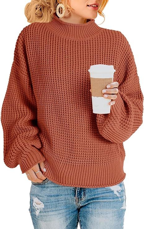 Saodimallsu Women's Turtleneck Sweater Oversized Fall Cozy Warm Long Batwing Sleeve Chunky Knit P... | Amazon (US)