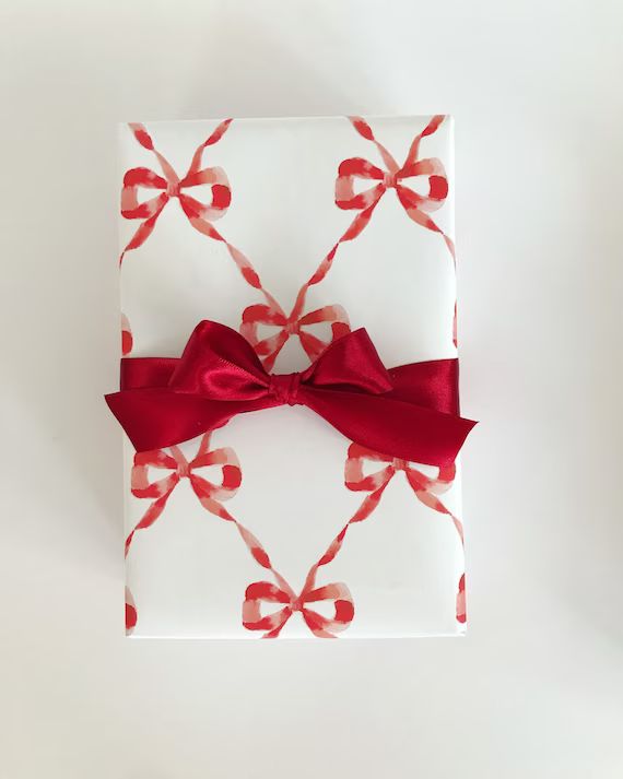 Wrapping Paper: Red Parisian Bows {Gift Wrap, Birthday, Holiday, Christmas} | Etsy (US)