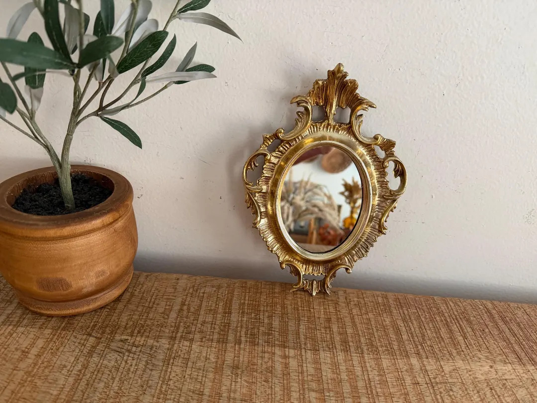 Vintage Gold Ornate Italy Mirror - Etsy | Etsy (US)
