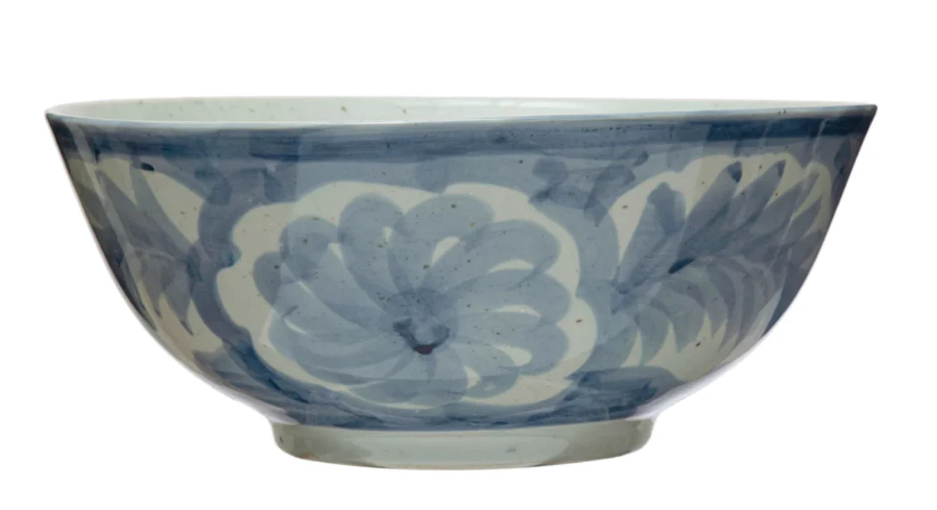 Blue & White Stoneware Bowl | House of Blum