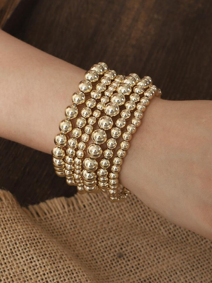 6pcs/set Simple Style Versatile Small Beaded Bracelet For Women Party, Travel | SHEIN