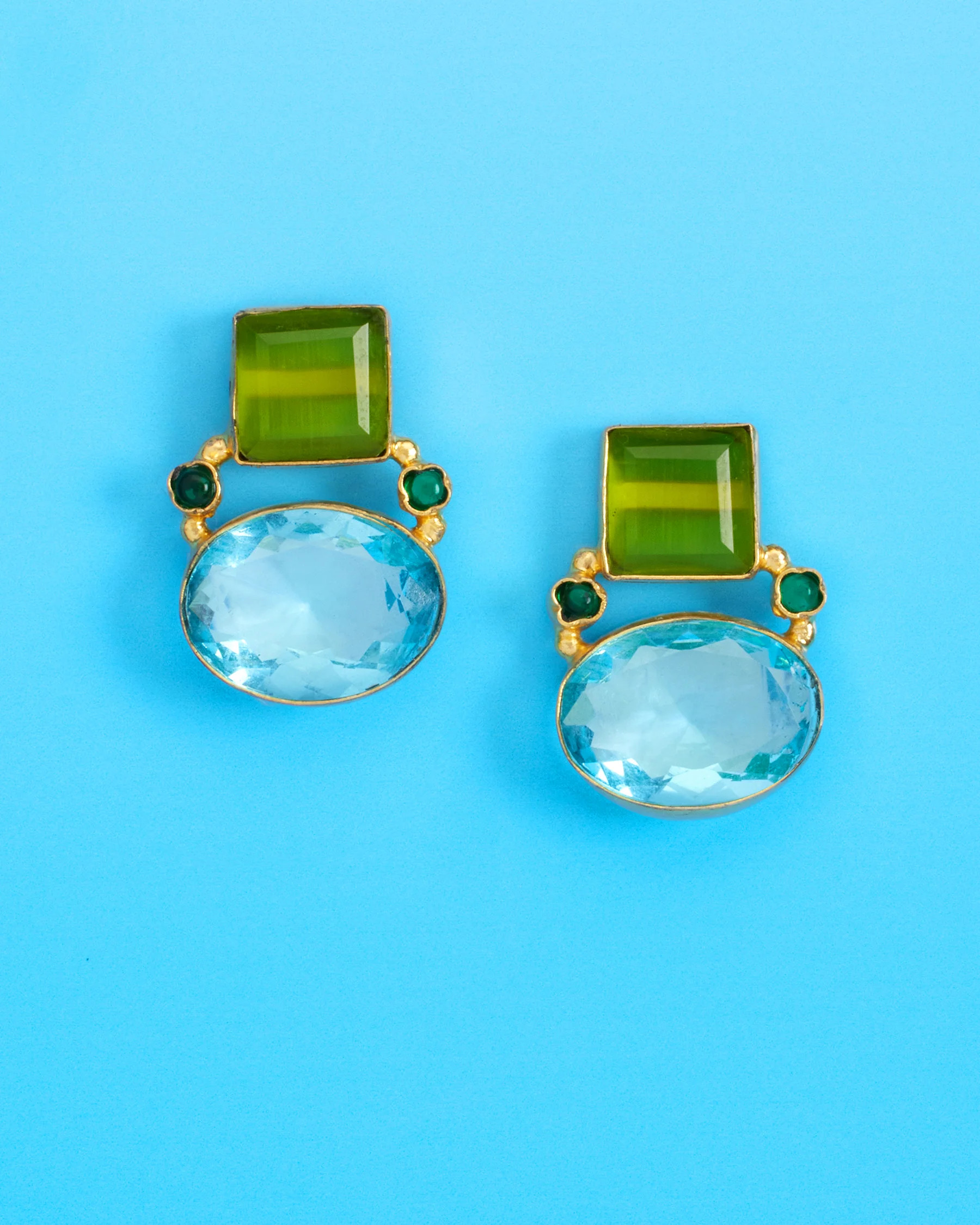 Berkley Geometric Earrings in Turquoise and Lime | NICOBLU