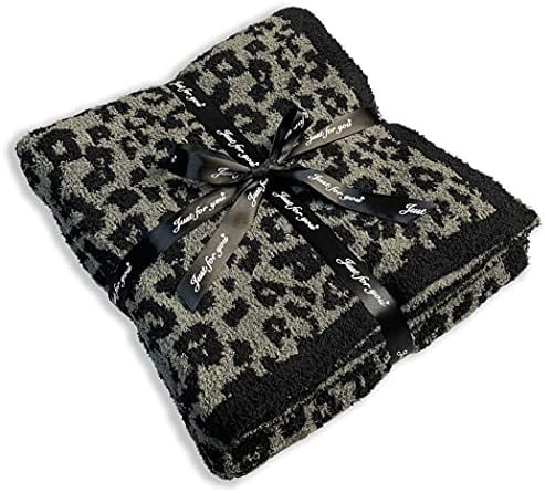 Soft Fuzzy Yarn Leopard Jacquard Throw Blanket, Cozy Plush Fleece Comfy Microfiber Blanket for Couch | Amazon (US)