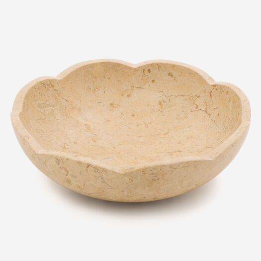 Beige Marble Scalloped Decorative Bowl 24x24cm | TK Maxx