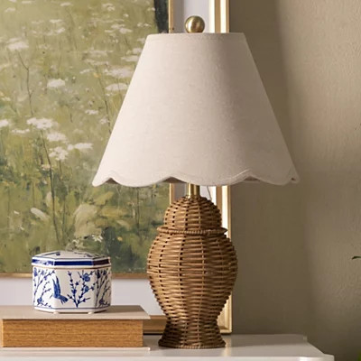 Rattan Ginger Jar Table Lamp, White, Small | Kirkland's Home | Kirklands