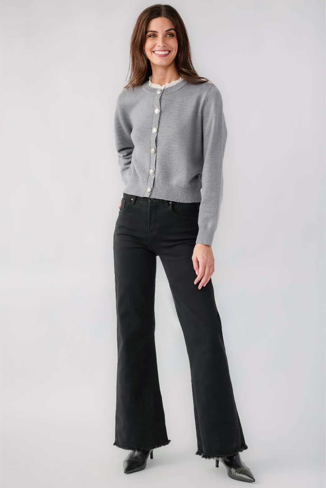 Risen Elliot High Rise Raw Hem Wideleg Jeans | Social Threads