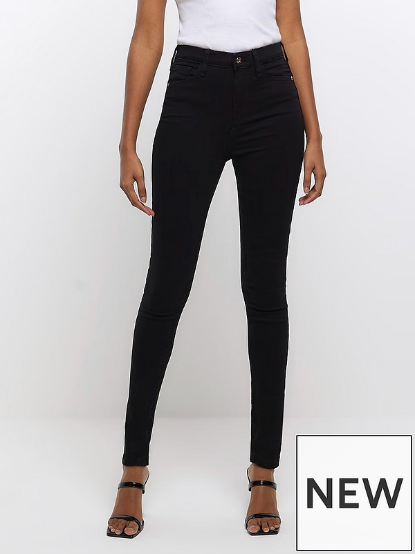 River Island High Rise Skinny Jean - Black | Very (UK)