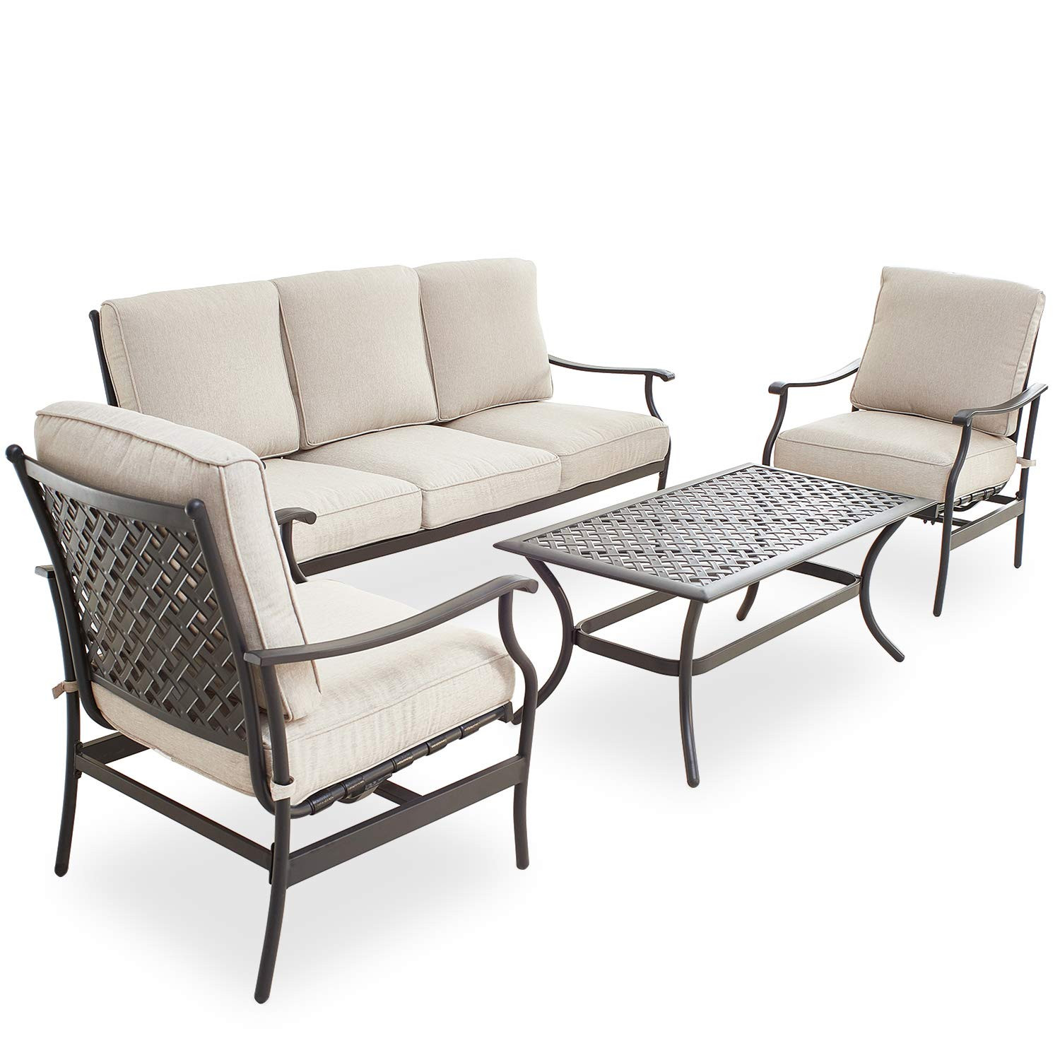 PatioFestival Patio Conversation Set Cushioned Outdoor Furniture Sets with All Weather Frame (4Pc... | Amazon (US)