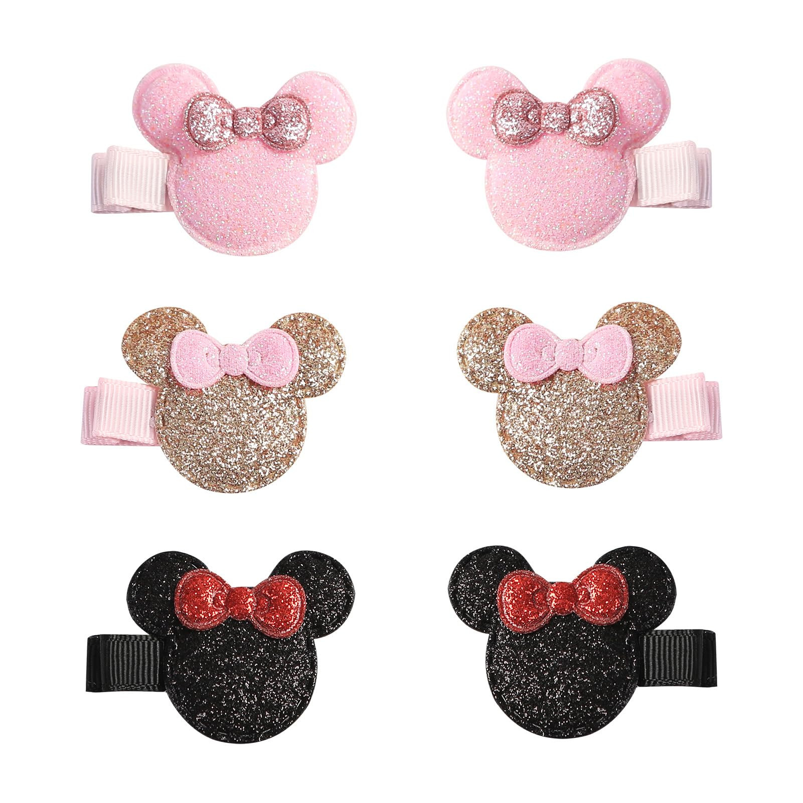 3 Pairs Glitter Mouse Ears Hair Clips for Baby Girls Toddler 1.5 Inch Hair Bows Barrettes Birthda... | Amazon (US)