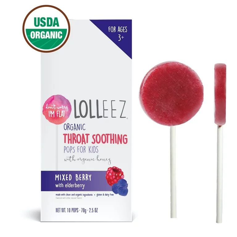 Lolleez Organic Lollipops for Children's Sore Throat Relief, Mixed Berry Flavor with Elderberry, ... | Walmart (US)