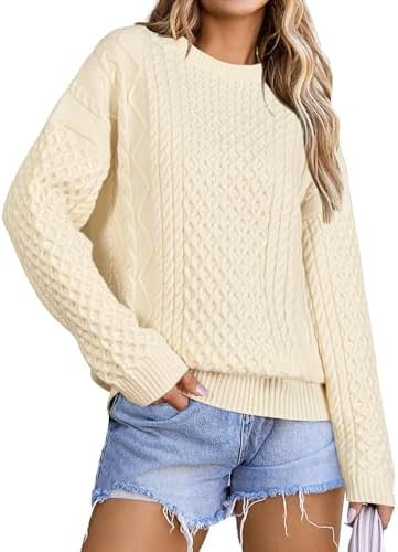 Arach&Cloz Women's Wool Blend Cable Knit Fall Winter Chunky Oversized Sweaters 2025 | Amazon (US)