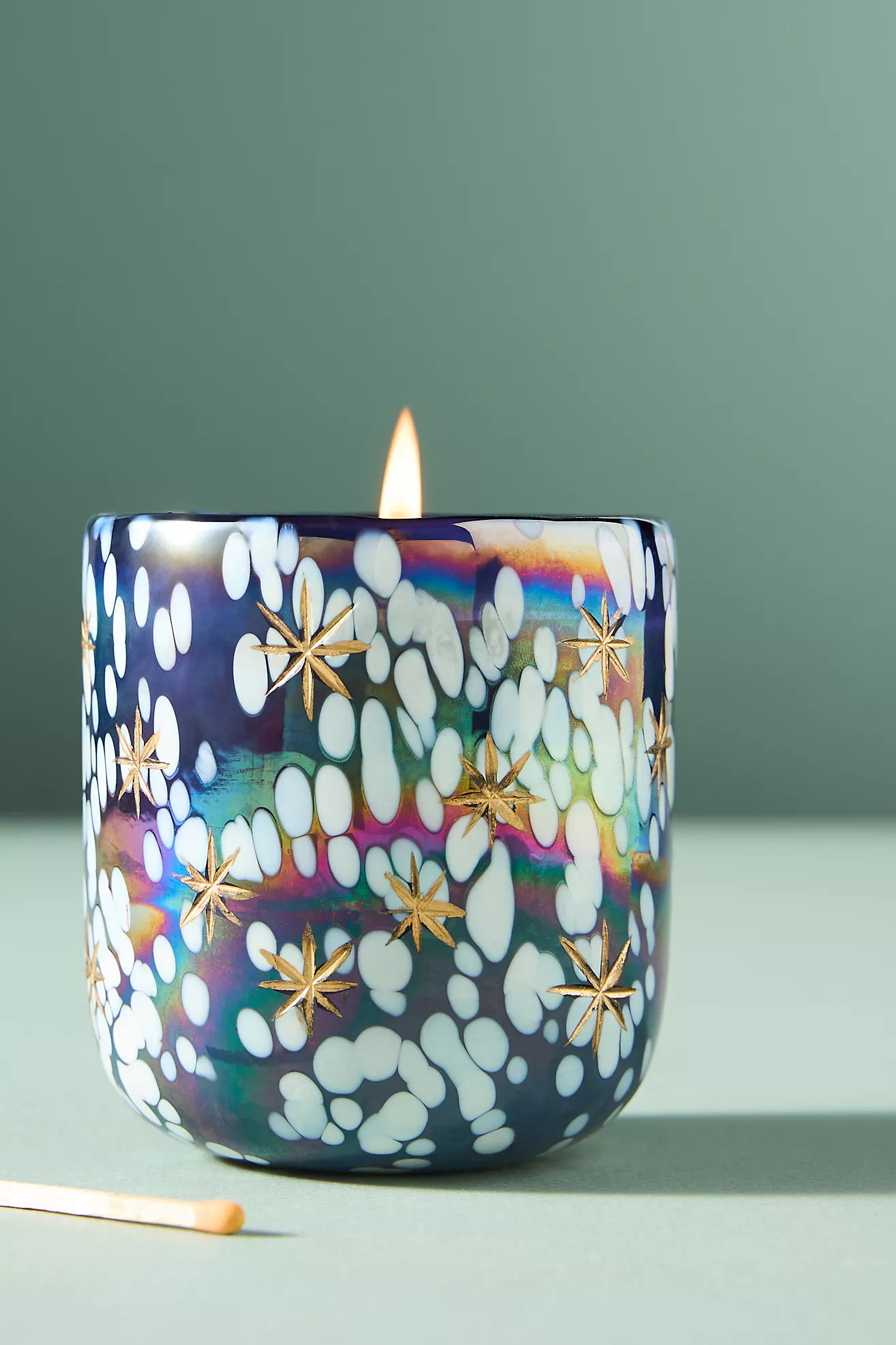 Festive Woody Cedar & Cypress Gilded Glass Jar Candle | Anthropologie (US)