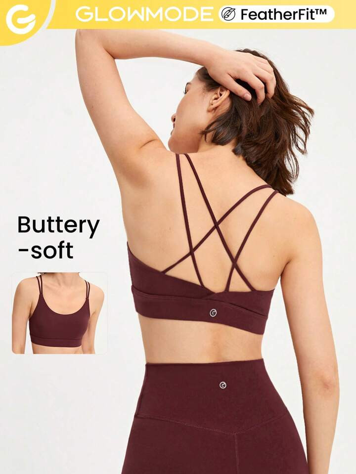 GLOWMODE FeatherFit™ Strappy Back Sports Bra | SHEIN