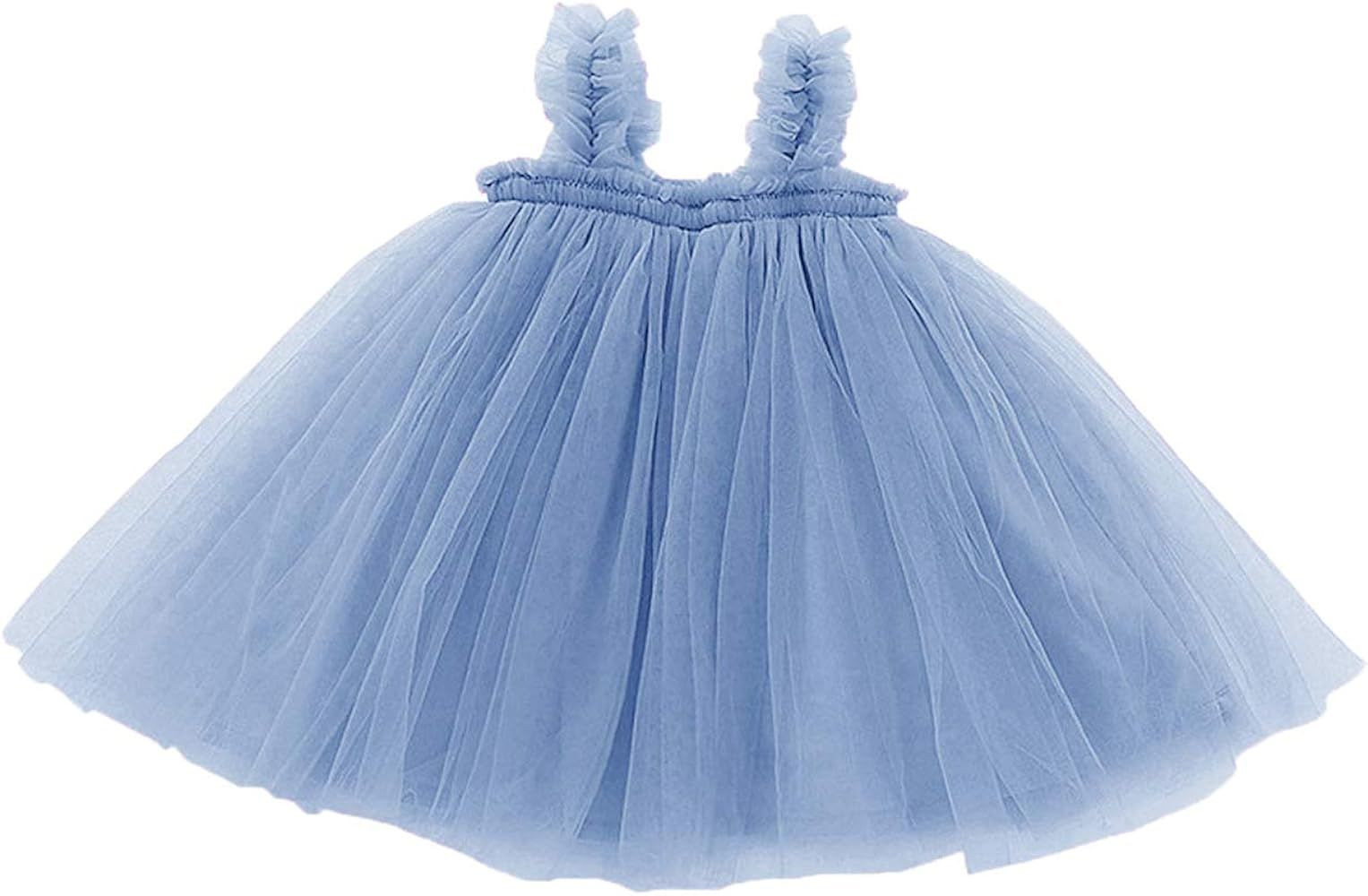 GSVIBK Baby Girls Tutu Dress Toddler Tulle Dresses Long Sleeve Cotton Tutu Dress Sleeveless Infan... | Amazon (US)