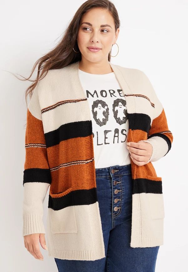 Plus Size Striped Cardigan | Maurices
