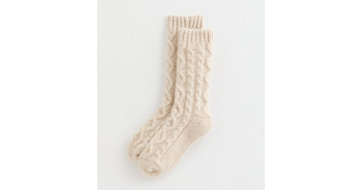 Cream Chunky Cable Knit Ankle Socks | New Look | New Look (UK)