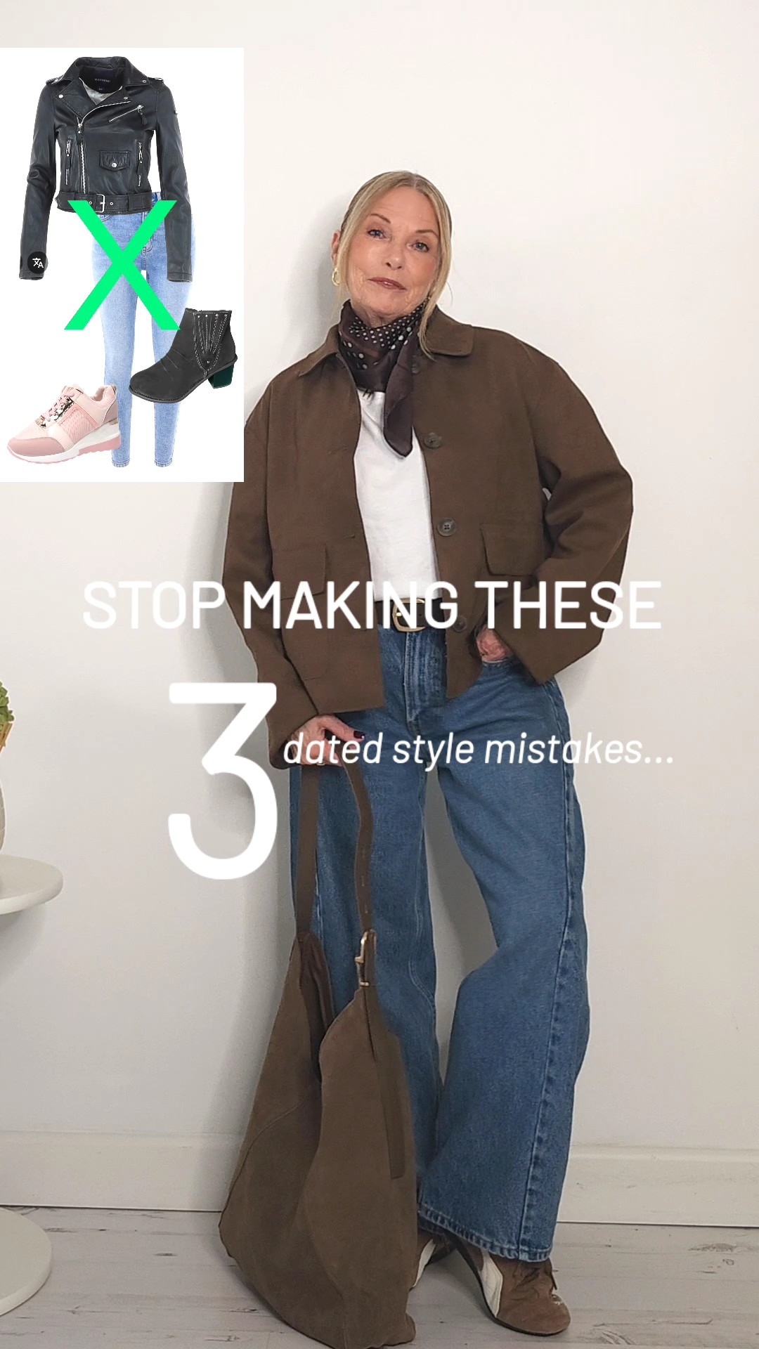 Stop Making These 3 Dated Style Mistakes...Suede jacket - suede bag - puma speedcat - neck scarf - brown suede belt - black funnel neck leather jacket- barrel leg jeans

#LTKautumn #LTKuk #LTKstyletip