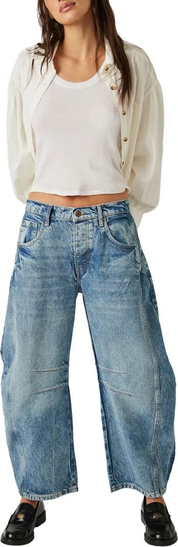 Free People Lucky You Mid Rise Barrel Leg Jeans | Nordstrom | Nordstrom