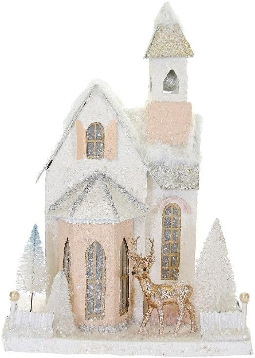 Wintertide Country Church Christmas Peach White Mantel Village BLDG Deer | Amazon (US)