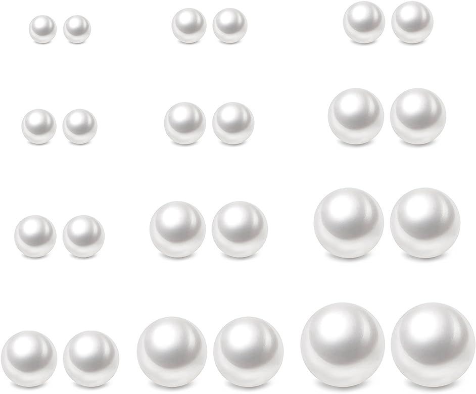 Pearl Earrings Surgical Steel Pearl Stud Earrings Set for Women Girls Faux Pearl Earrings Pack (3... | Amazon (US)