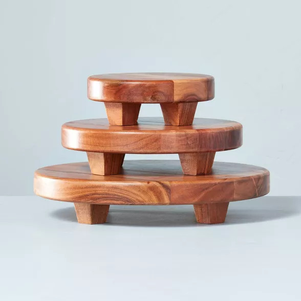 Round Footed Wood Serve Stand Brown - Hearth & Hand™ with Magnolia | Target