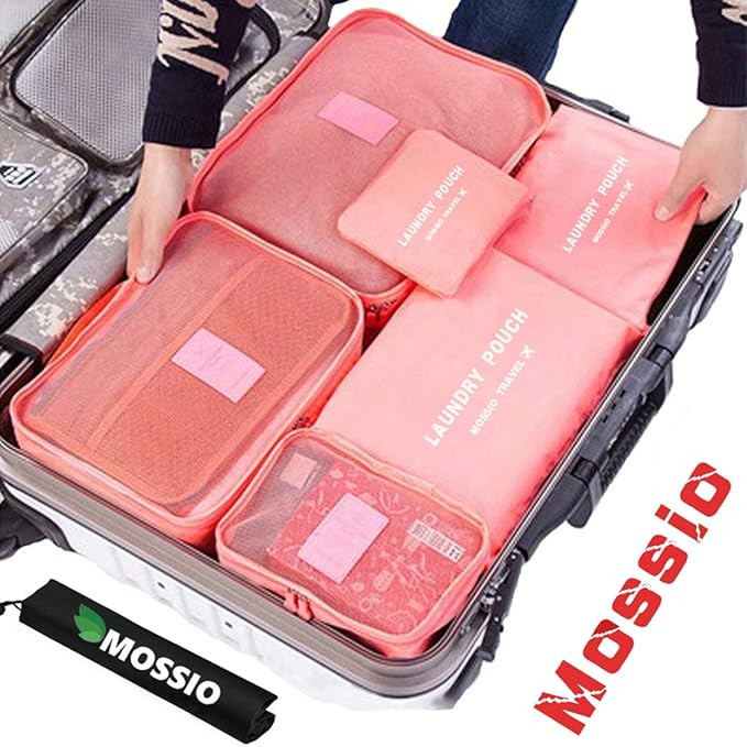 Mossio 7 Set Packing Cubes with Shoe Bag - Compression Travel Luggage Organizer | Amazon (US)