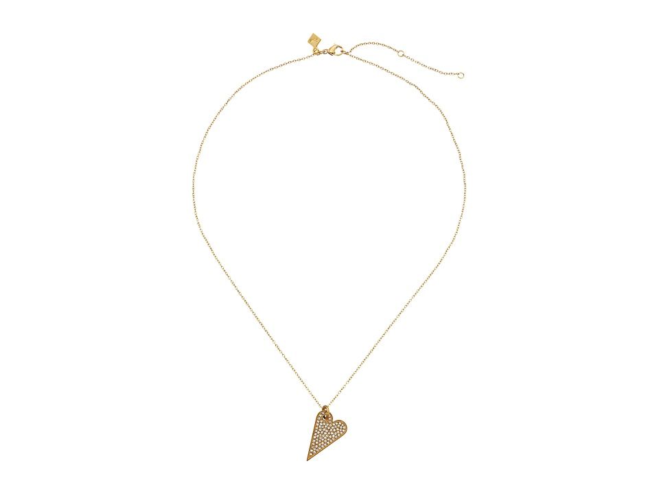 Rebecca Minkoff - Pave Heart Necklace (Gold Toned/Crystal) Necklace | 6pm