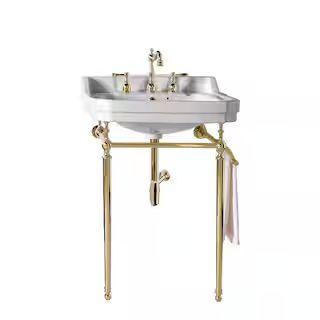 Wellington Single Console Sink in Brass | The Home Depot