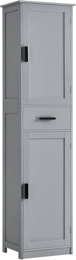 usikey 67“ Tall Bathroom Cabinet, Storage Cabinet with 4 Shelves & 2 Doors, Narrow Storage Cabi... | Amazon (US)