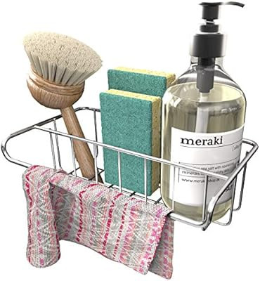 KINCMAX Adhesive Sink Organizer Sponge Holder+Dish Cloth Hanger, 2 in 1, Ideal for Removable Hang... | Amazon (US)