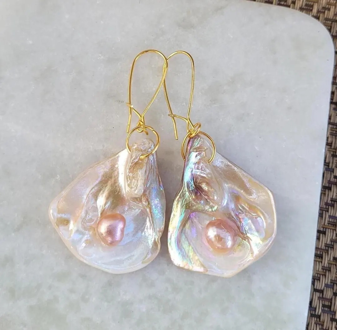 Real Natural Iridescent Oyster Shell Seashell Freshwater Pearl Mermaid Abalone Beach Ocean Island... | Etsy (US)