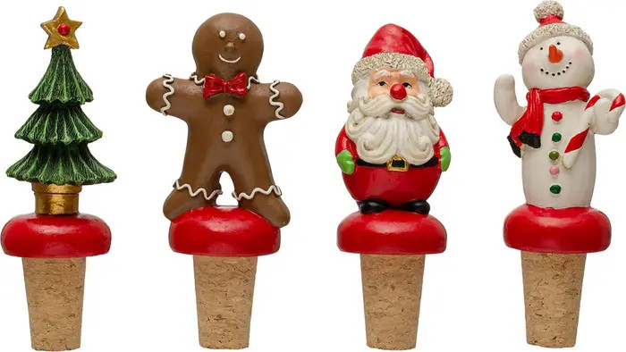 Assorted Set of 4 Holiday Resin Bottle Stoppers | Nordstrom