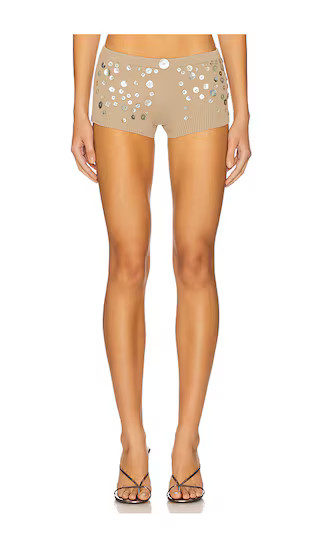 Button Knit Mini Short in Brown | Revolve Clothing (Global)