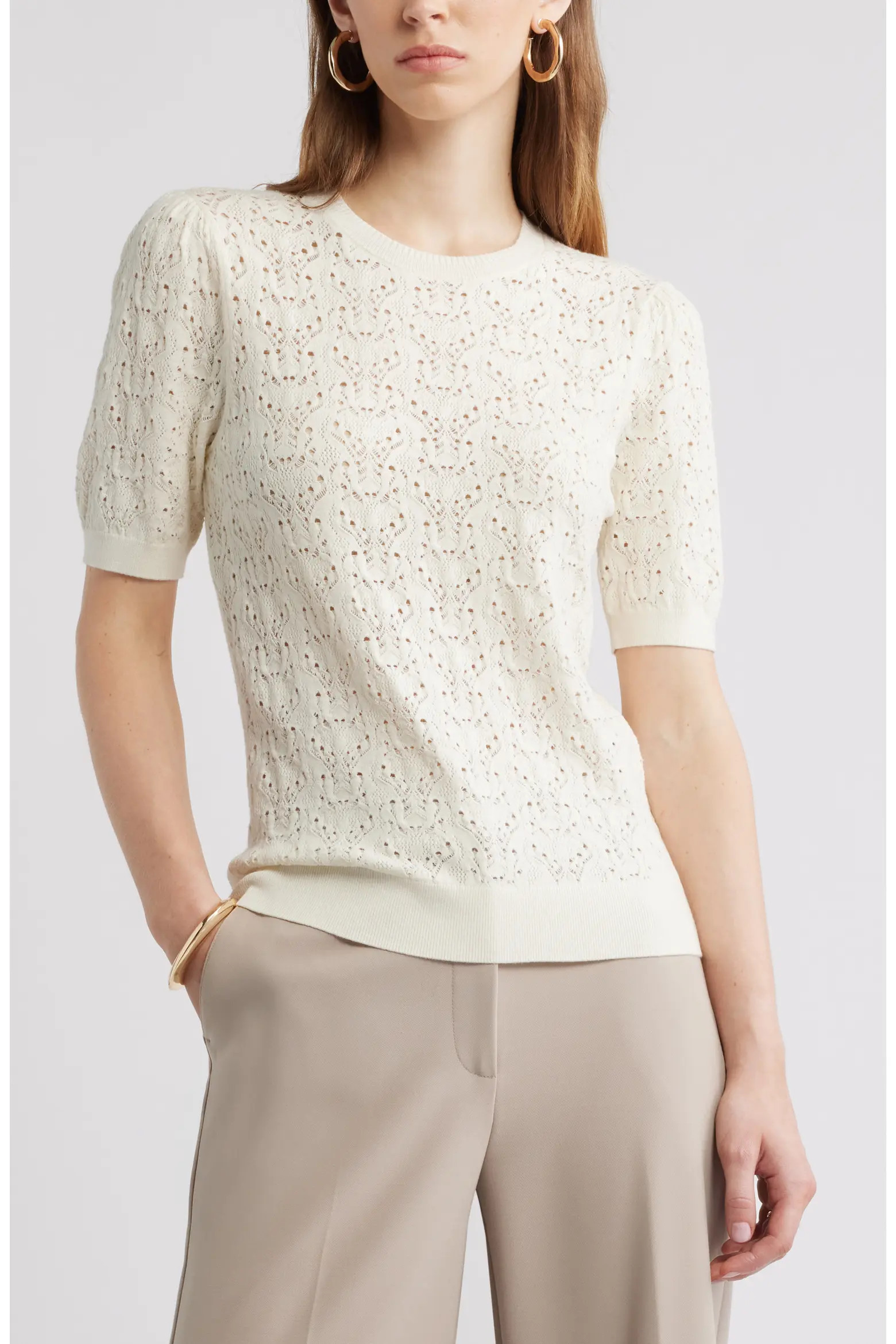 Pointelle Crewneck Sweater (Women) | Nordstrom | Nordstrom