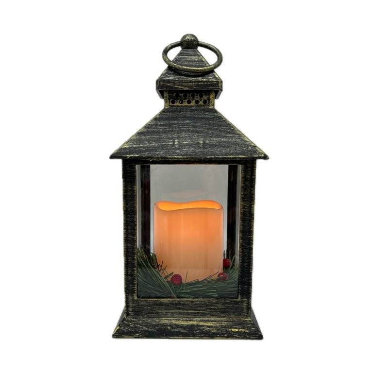 Holiday Time Christmas Decoration 9 inch Black with Brushed Copper Plastic LED Pillar Candle Lant... | Walmart (US)