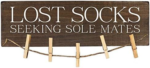 Lost Socks Sign Seeking Sole Mates Laundry Room Decor Wooden | Amazon (US)