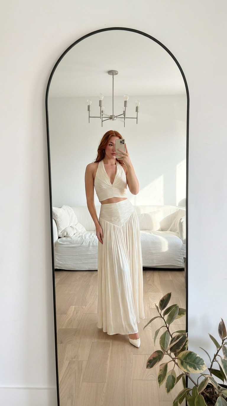 Okay this is giving Amalfi Coast bride 🕊️
Lightweight, flowy, and SO different from a typical bridal look.

Perfect for:
• destination wedding
• welcome party
• honeymoon dinners

Featuring: ivory two-piece set, flowy bridal outfit, destination bride aesthetic

#destinationbride #eurosummeroutfit #bridalstyle #meshki #honeymoonlook 

 #LTKWedding