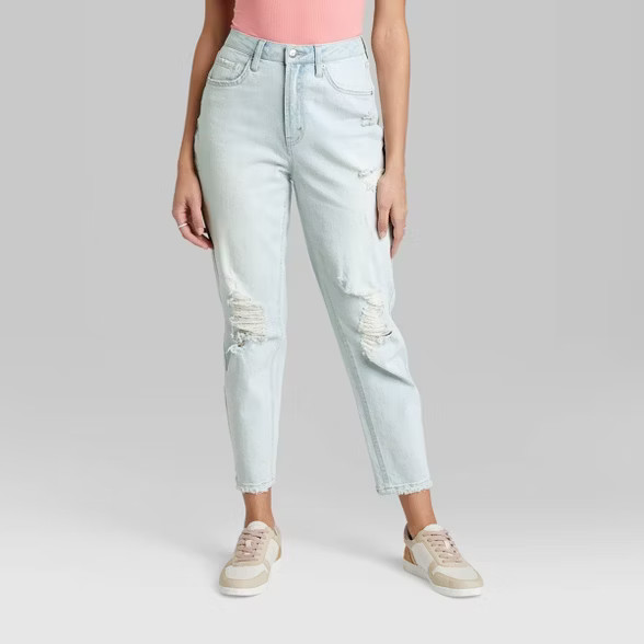 Women's Super-High Rise Distressed Curvy Mom Jeans - Wild Fable™ Light Wash 6 | Target