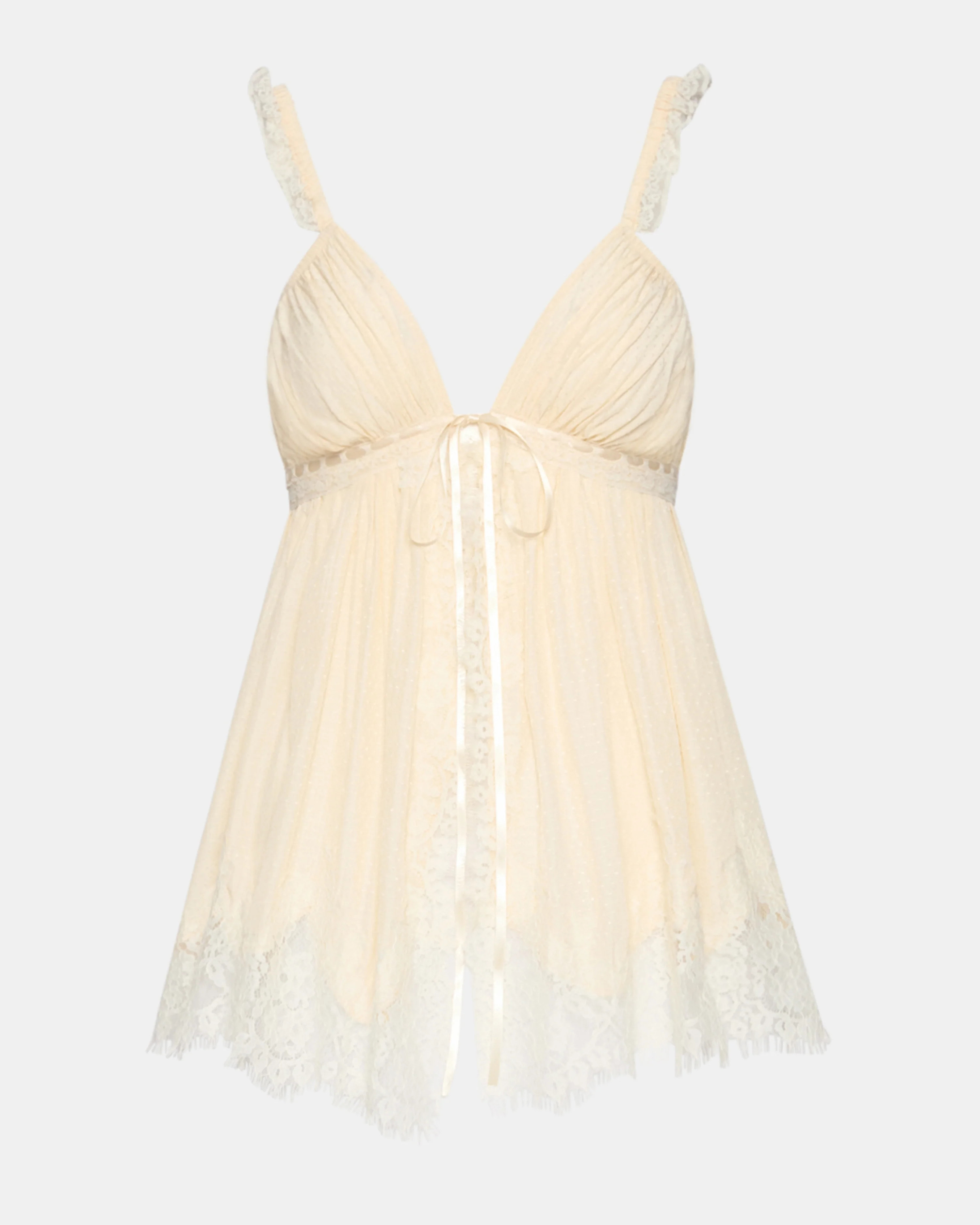 MAZIE Birch White Tie-Front Lace Bow Sleeveless Women's Top | Steve Madden (US)