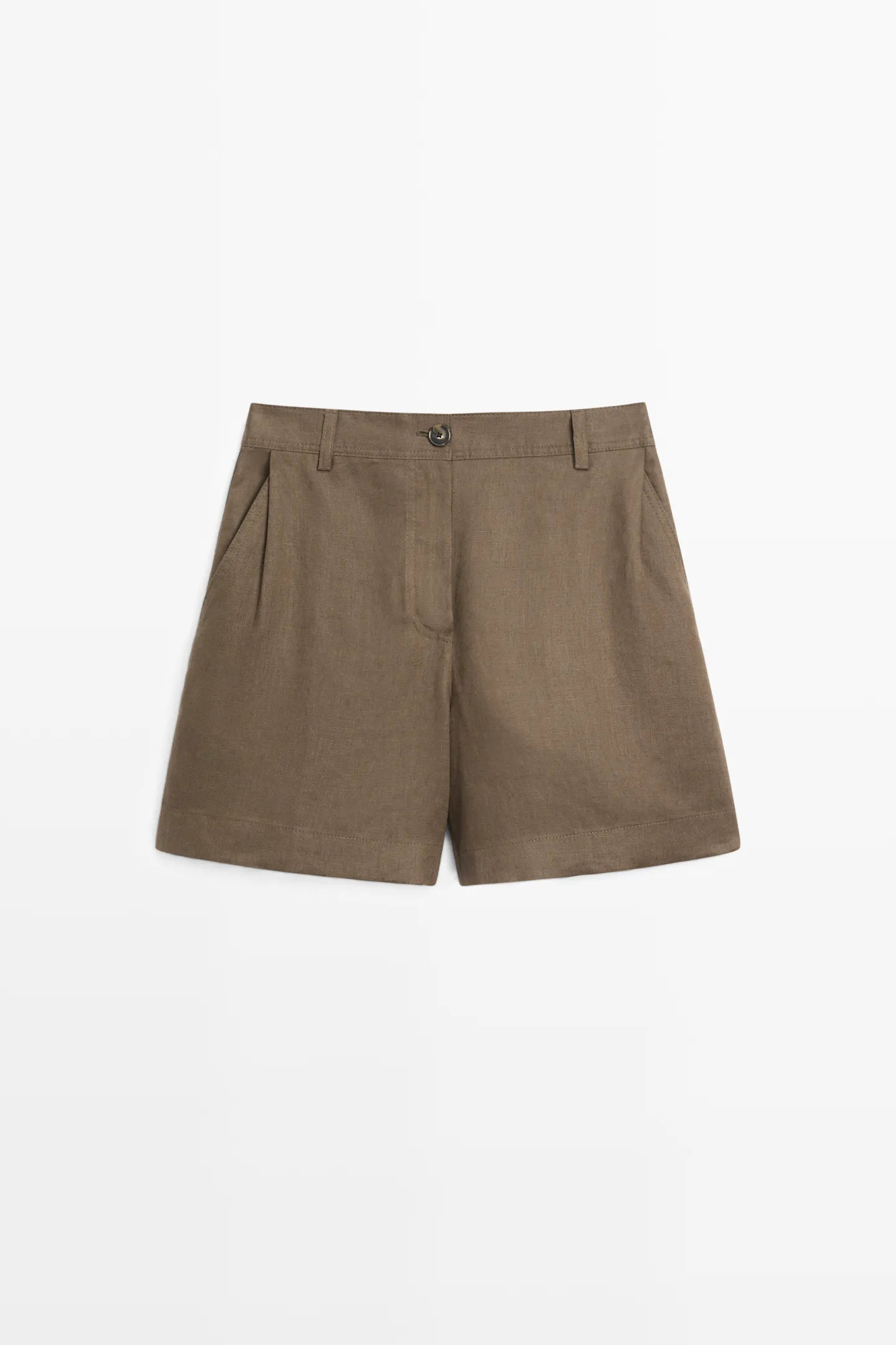 Pleated 100% linen shorts | Massimo Dutti UK
