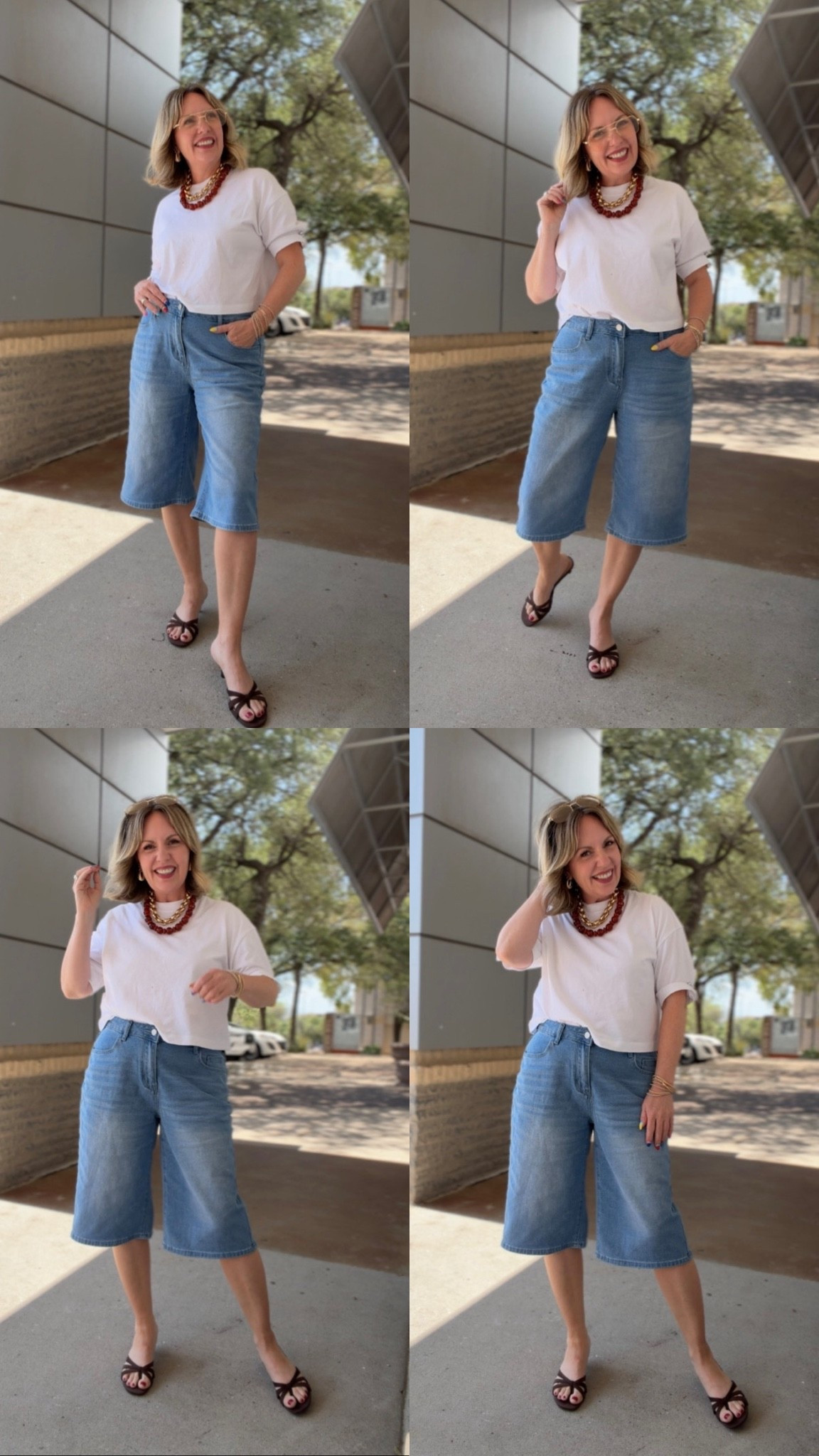 Medium tee; large shorts; kitten heels tts

#LTKOver40 #LTKPetite #LTKSaleAlert