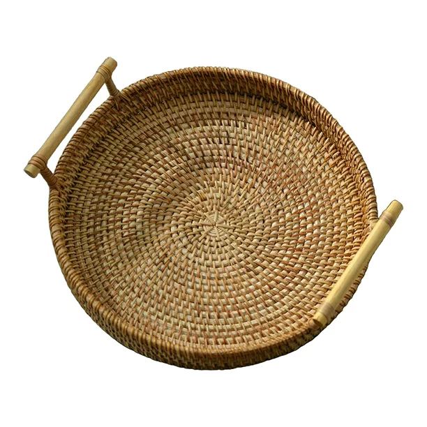 Serving Storage Tray,Hand-Woven Rattan Storage Tray Wicker Basket,Round Handwoven Serving Tray Fo... | Walmart (US)