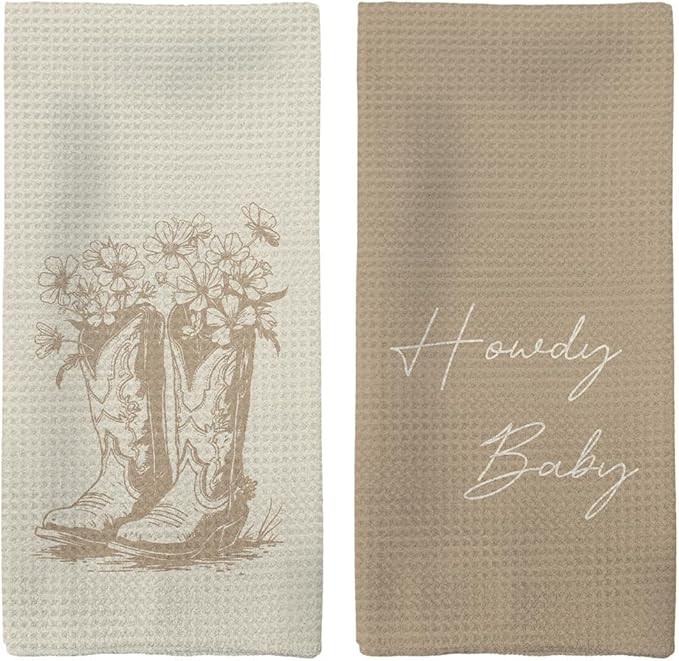 Western Kitchen Towels, Preppy Cowboy Hand Towels, Black Cowgirls Boots Floral Rodeo Dishcloths T... | Amazon (US)