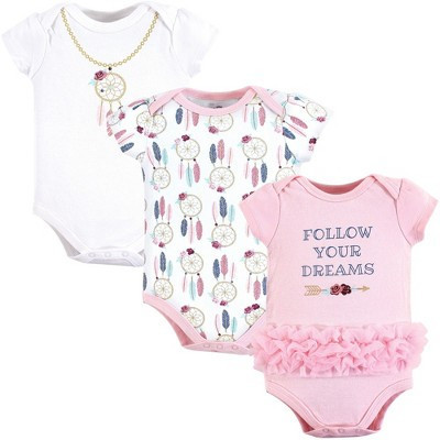 Little Treasure Baby Girl Cotton Bodysuits 3pk, Dream Catcher, 0-3 Months | Target