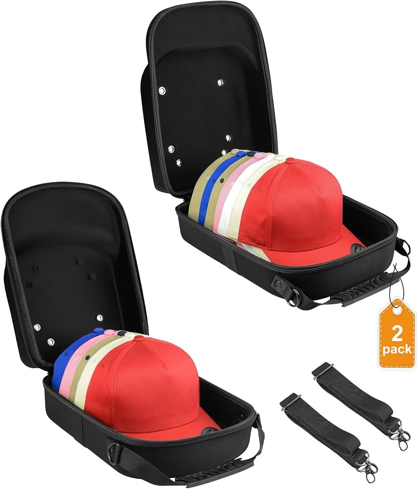 Set of 2 Hard Hat travel Cases for Baseball Caps - Hat Storage Organizer Holder with Handle, Shou... | Amazon (US)