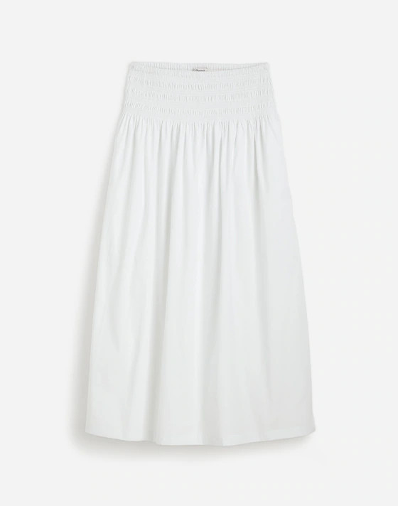 Smocked-Waist Poplin Midi Skirt | Madewell