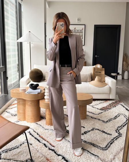 Modern relaxed fit pant suit and blazer 
Size 2 on pants and XS on blazer and small ok the open back top. Styling the suit w my adidas spezial 

#LTKShoeCrush #LTKWorkwear #LTKStyleTip