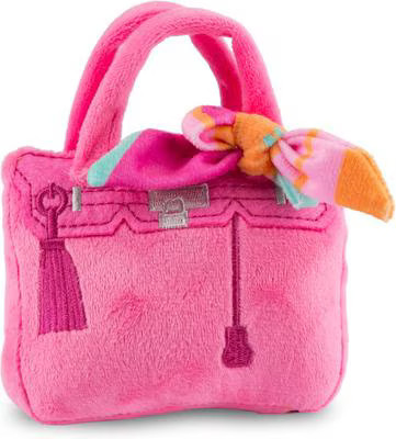 Haute Diggity Dog Barkin Bag with Scarf Chic Doggie Squeaky Plush Dog Toy, Pink, Small | Chewy